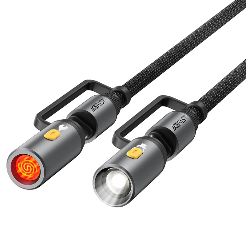 Cablu Acefast (J4), Multifunction, Fast Charging, Type-C/LED Light to Type-C/Cigarette Lighter, 60W, 3A, 1.2m, Negru