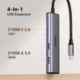 Hub Ugreen CM473 (15395), Type-C / USB, 5Gbps, Gri