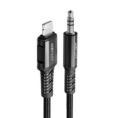 Adaptor Acefast Audio Cable Adapter (C1-06), Lightning to Jack 3.5mm Male, Apple Hi-Fi, Plug & Play, MFi Certified, 1.2m, Negru