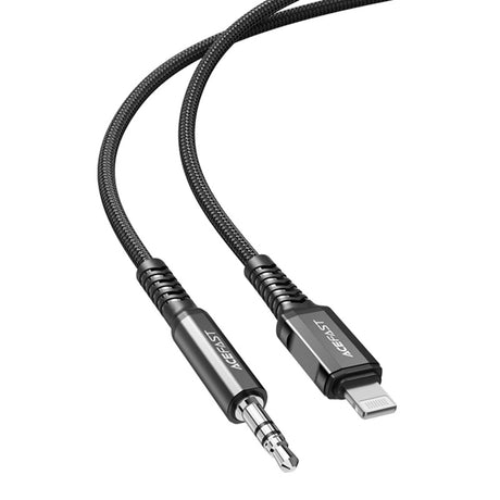 Adaptor Acefast Audio Cable Adapter (C1-06), Lightning to Jack 3.5mm Male, Apple Hi-Fi, Plug & Play, MFi Certified, 1.2m, Negru