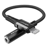Adaptor Acefast Audio Cable Adapter (C1-05), Lightning to Jack 3.5mm Female, Apple Hi-Fi, HD Music Decoding, MFi, 0.18m, Negru