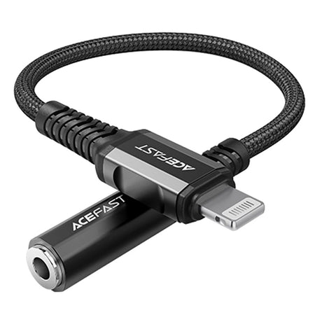 Adaptor Acefast Audio Cable Adapter (C1-05), Lightning to Jack 3.5mm Female, Apple Hi-Fi, HD Music Decoding, MFi, 0.18m, Negru