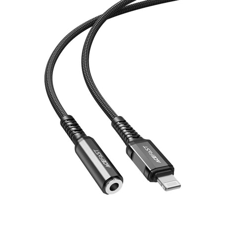 Adaptor Acefast Audio Cable Adapter (C1-05), Lightning to Jack 3.5mm Female, Apple Hi-Fi, HD Music Decoding, MFi, 0.18m, Negru