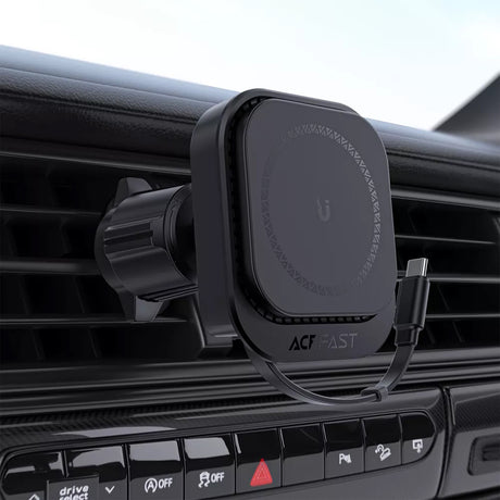 Suport Acefast with Wireless Charging (D32), for iPhone, MagSafe, Retractable Cable, for Air Vent, USB-C, 85cm, Negru