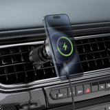 Suport Acefast with Wireless Charging (D40), for Air Vent, Magnetic Grip, Ice Cooling, Qi2, USB-C, 15W, Metal Gray