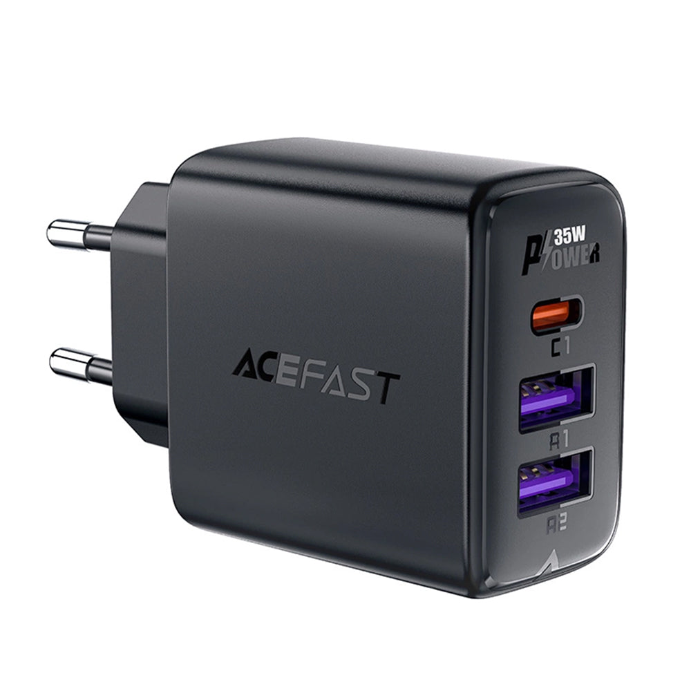 Incarcator Acefast (A57), GaN, Fast Charging, 2x USB, Type-C, PD35W, Smart Chip, Negru