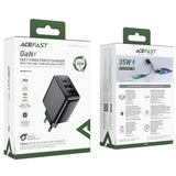 Incarcator Acefast (A57), GaN, Fast Charging, 2x USB, Type-C, PD35W, Smart Chip, Negru