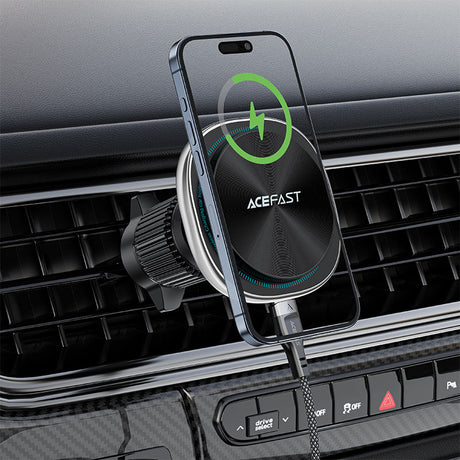 Suport Acefast with Wireless Charging (D41), for Air Vent, Magnetic Grip, USB-C, 15W, for 4.7 - , Argintiu