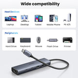 Hub Ugreen CM512 (45320), USB-C to 2x USB-C / 2x USB / RJ45, 10Gbps, Gri