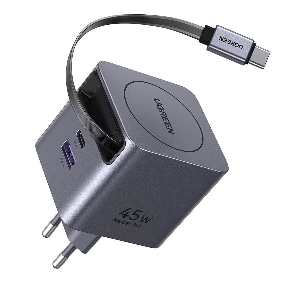 Incarcator Ugreen X614 (65822), USB, 2x Type-C, GaN, Fast Charger, 45W, Gri Spatial