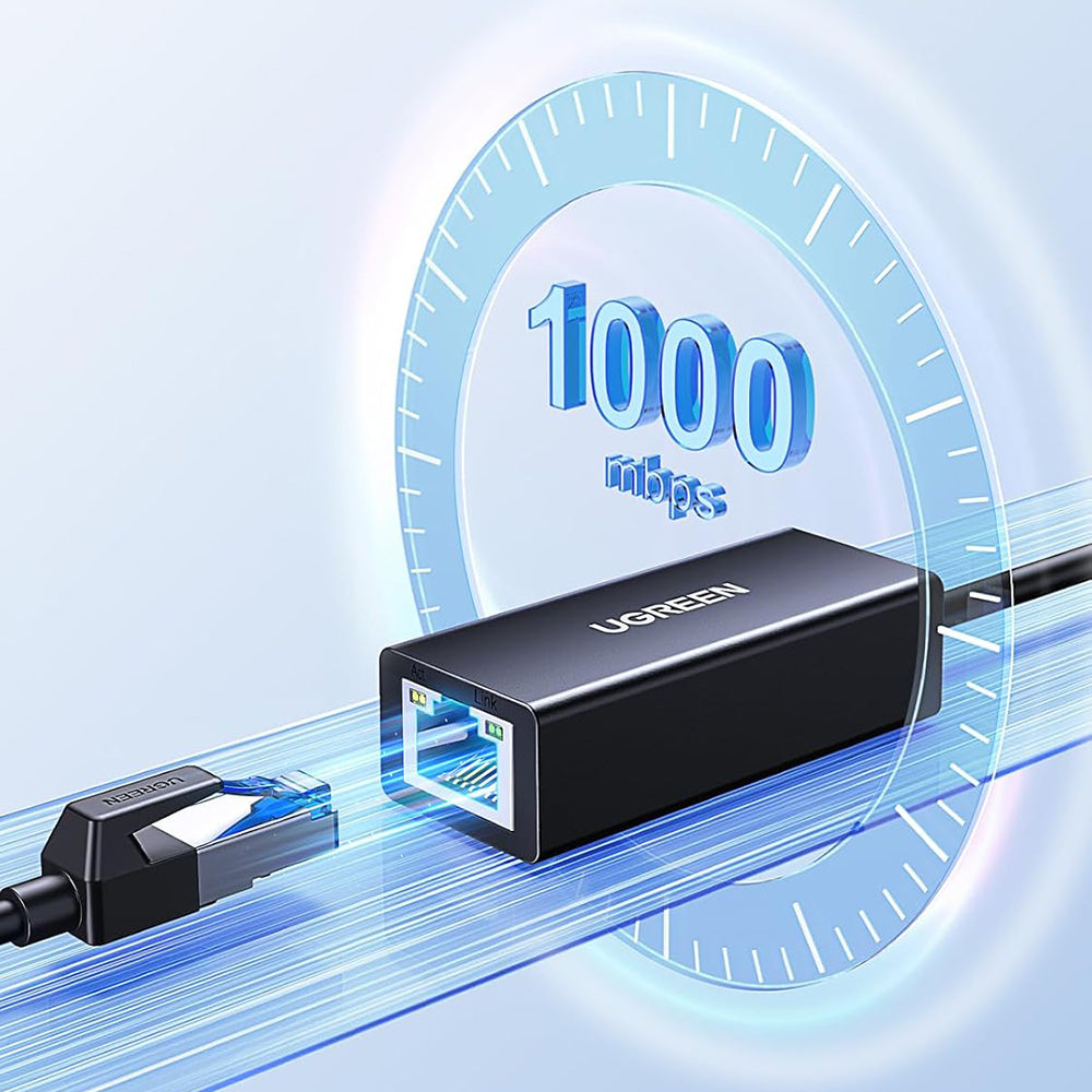 Adaptor Ugreen Ethernet Adapter CR111 (20256), USB3.0 to RJ45 1000Mbps, Plug&Play, Intuitive LED Indicator, 0.1m, Negru