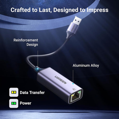 Adaptor Ugreen Ethernet CM209 USB-RJ45, gri