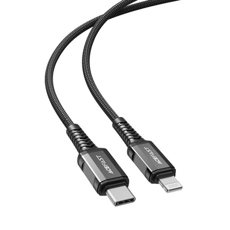 Cablu Acefast (C1-01), Type-C to Lightning, 30W, 3A, Fast Charging, MFi Certification, Nylon Braid, 1.2m, Negru