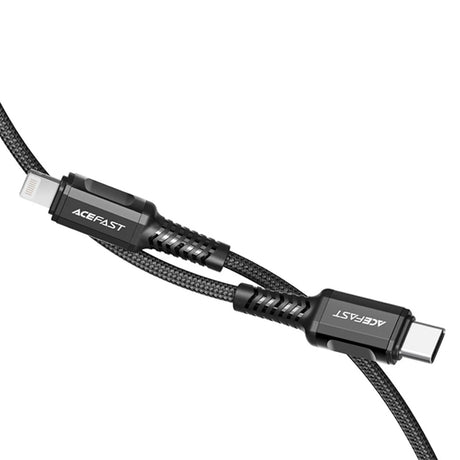Cablu Acefast (C1-01), Type-C to Lightning, 30W, 3A, Fast Charging, MFi Certification, Nylon Braid, 1.2m, Negru