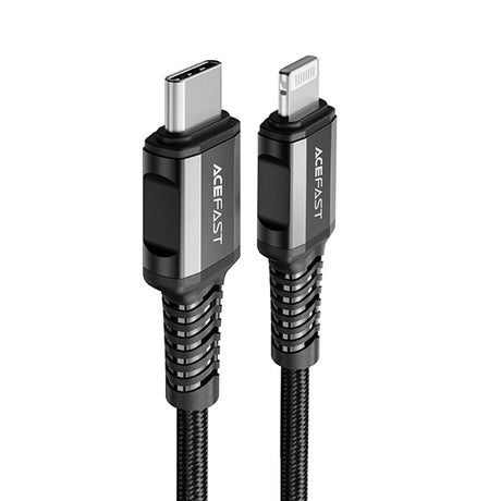 Cablu Acefast (C1-01), Type-C to Lightning, 30W, 3A, Fast Charging, MFi Certification, Nylon Braid, 1.2m, Negru
