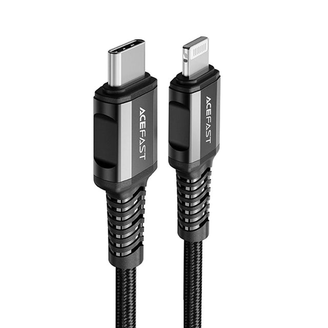 Cablu Acefast (C1-01), Type-C to Lightning, 30W, 3A, Fast Charging, MFi Certification, Nylon Braid, 1.2m, Negru
