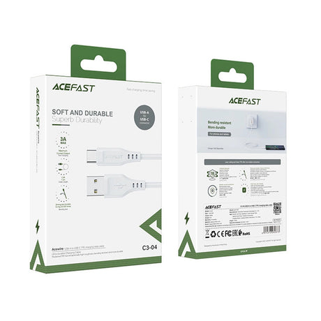 Cablu Acefast (C3-03), USB to Type-C, 60W, 3A, Fast Charging, 1.2m, Alb