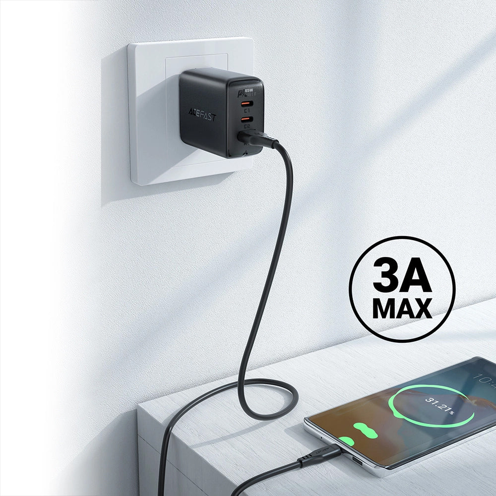 Cablu Acefast (C3-03), USB to Type-C, 60W, 3A, Fast Charging, 1.2m, Negru