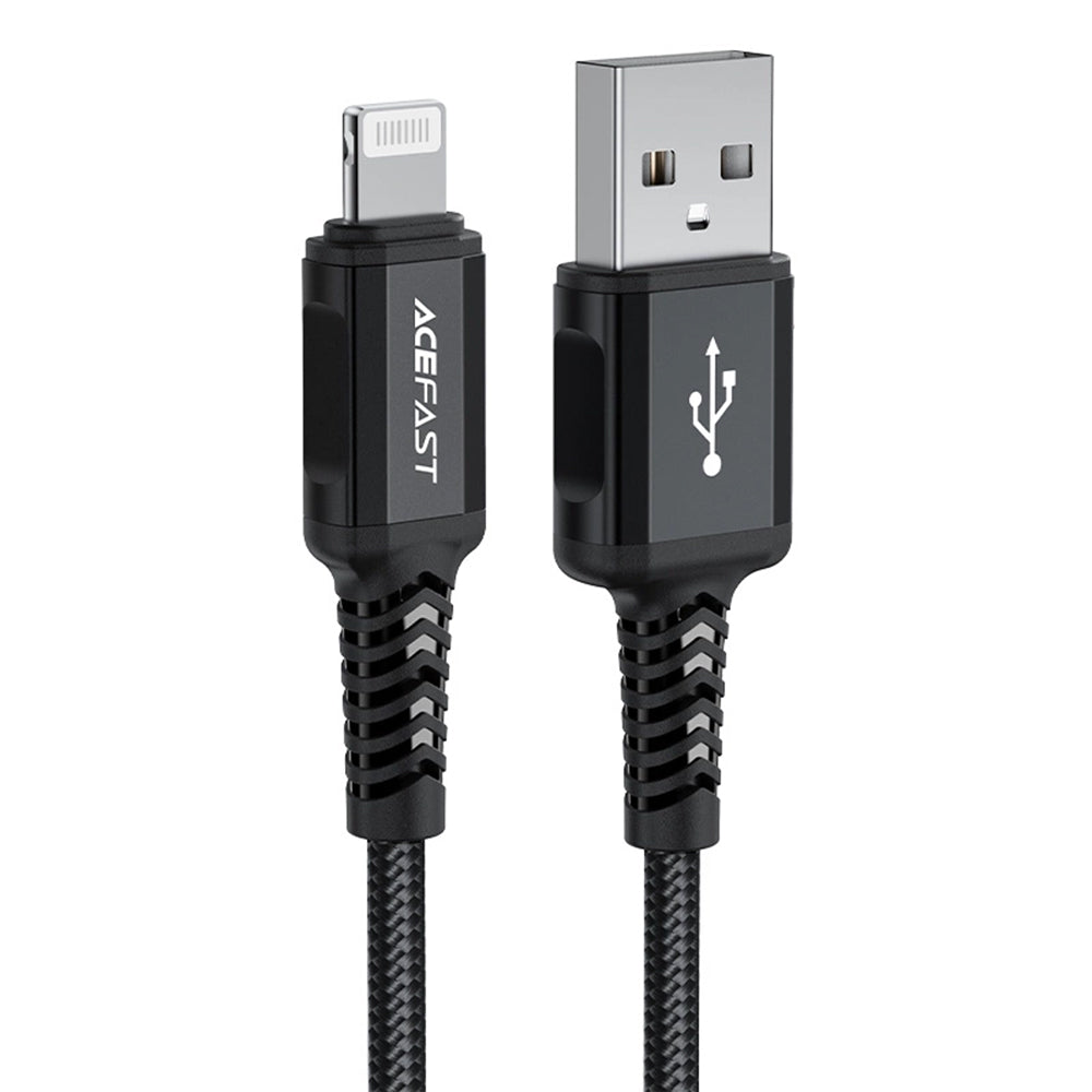 Cablu Acefast (C4-02), Fast Charging, USB to Lightning, 2.4A, Aluminum Alloy, 1.8m, Negru