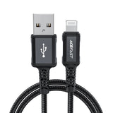 Cablu Acefast (C4-02), Fast Charging, USB to Lightning, 2.4A, Aluminum Alloy, 1.8m, Negru
