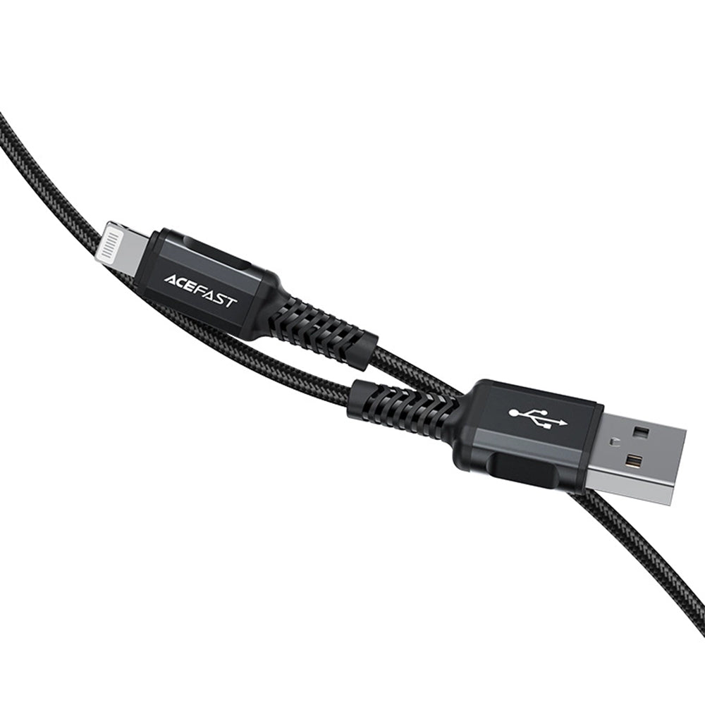 Cablu Acefast (C4-02), Fast Charging, USB to Lightning, 2.4A, Aluminum Alloy, 1.8m, Negru