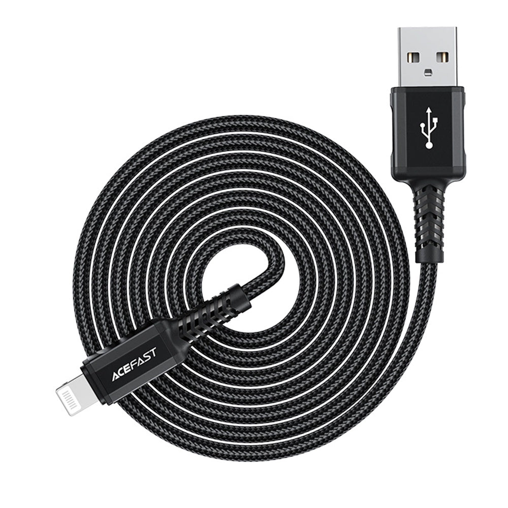 Cablu Acefast (C4-02), Fast Charging, USB to Lightning, 2.4A, Aluminum Alloy, 1.8m, Negru