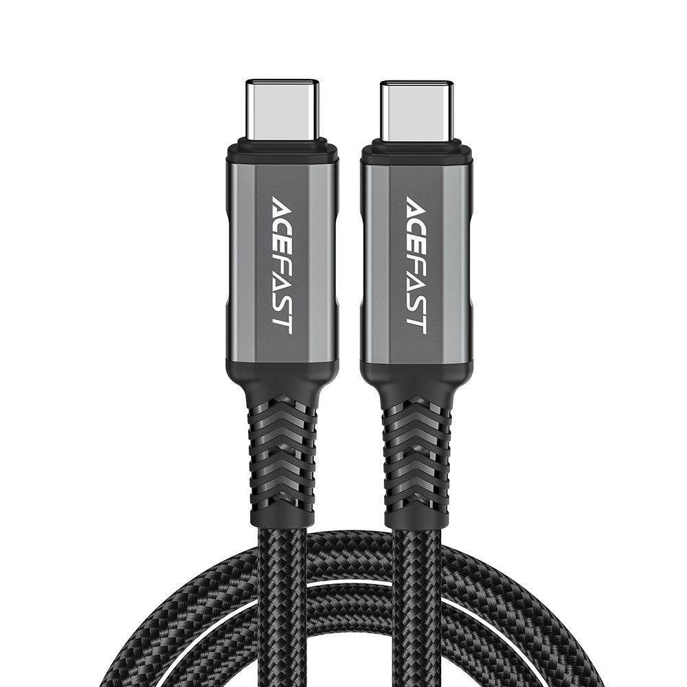 Cablu Acefast (C1-09), SuperCharge, Audio-Video, USB-C to USB-C, 40Gbps, 4K, 5A, 240W, PD3.1, USB4, 1m, Gri / Black