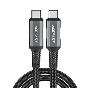 Cablu Acefast (C1-09), SuperCharge, Audio-Video, USB-C to USB-C, 40Gbps, 4K, 5A, 240W, PD3.1, USB4, 1m, Gri / Black