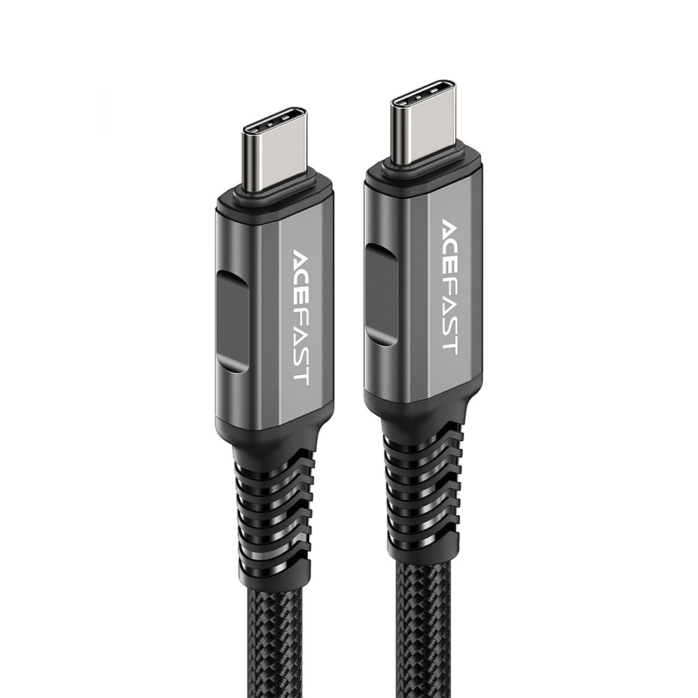 Cablu Acefast (C1-09), SuperCharge, Audio-Video, USB-C to USB-C, 40Gbps, 4K, 5A, 240W, PD3.1, USB4, 1m, Gri / Black