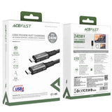 Cablu Acefast (C1-09), SuperCharge, Audio-Video, USB-C to USB-C, 40Gbps, 4K, 5A, 240W, PD3.1, USB4, 1m, Gri / Black