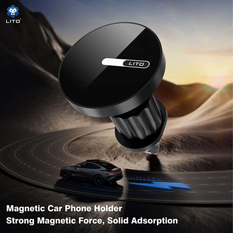 Suport Lito (LT-W05), for Air Vent, with N52 Neodymium Magnet, 360° Rotation, 32mm Wide Tail Clip Hook, Negru
