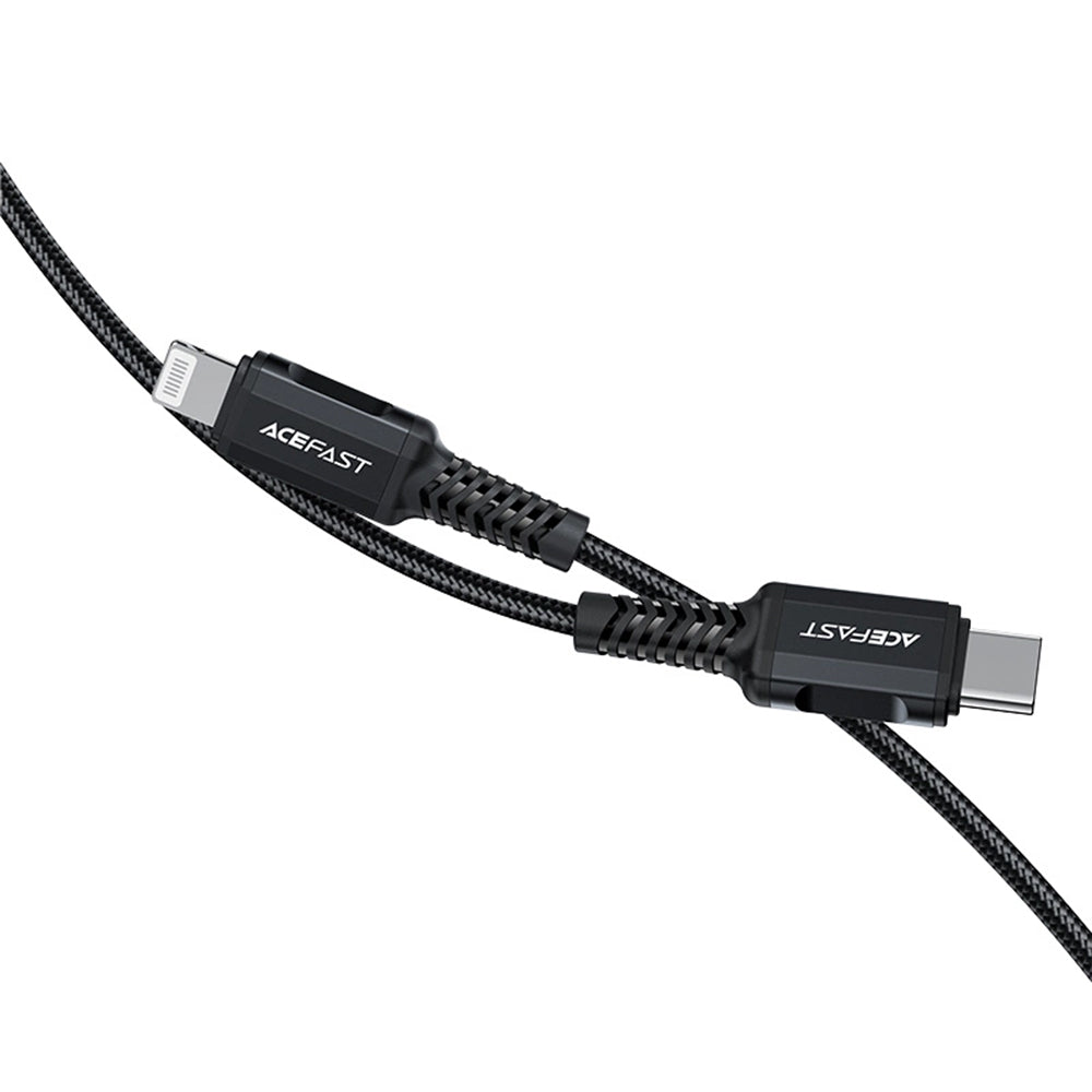 Cablu Acefast (C4-01), Fast Charging, Type-C to Lightning, 30W, 3A, Aluminum Alloy, 1.8m, Negru