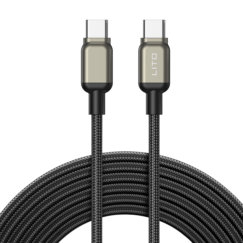 Cablu Lito (LD17), Type-C to Type-C, Fast Charging, Braided Nylon, Negru