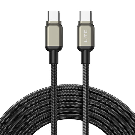 Cablu Lito (LD17), Type-C to Type-C, Fast Charging, Braided Nylon, Negru