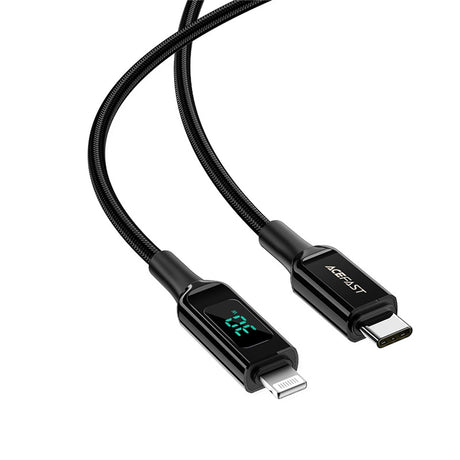 Cablu Acefast (C6-01), Type-C to Lightning, Fast Charging, 3A, LED Display, 1.2m, Negru