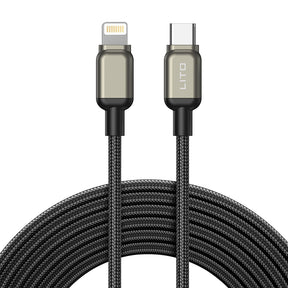Cablu Lito (LD17), Type-C to Lightning, Fast Charging, Braided Nylon, Negru
