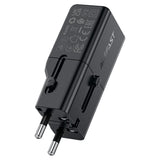 Incarcator Acefast Travel Adapter (Z7), GaN, Type-C, EU, UK, AU, US, PD30W, Multifunctional Fast Charger, Mini Design, Negru