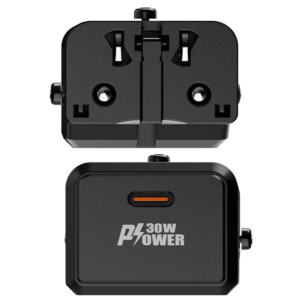 Incarcator Acefast Travel Adapter (Z7), GaN, Type-C, EU, UK, AU, US, PD30W, Multifunctional Fast Charger, Mini Design, Negru