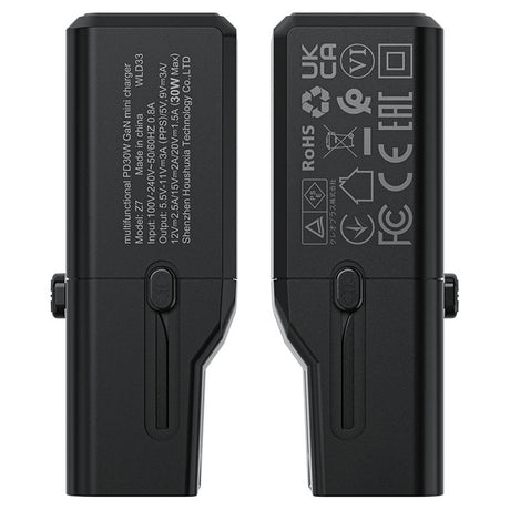Incarcator Acefast Travel Adapter (Z7), GaN, Type-C, EU, UK, AU, US, PD30W, Multifunctional Fast Charger, Mini Design, Negru
