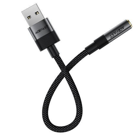 Adaptor Acefast Audio Adapter (J13), USB Male to Jack 3.5mm Female, Plug & Play, High-fidelity Sound, No Delay, 15cm, Negru