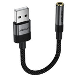 Adaptor Acefast Audio Adapter (J13), USB Male to Jack 3.5mm Female, Plug & Play, High-fidelity Sound, No Delay, 15cm, Negru