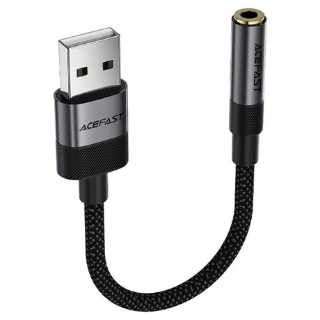 Adaptor Acefast Audio Adapter (J13), USB Male to Jack 3.5mm Female, Plug & Play, High-fidelity Sound, No Delay, 15cm, Negru