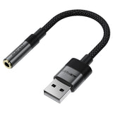 Adaptor Acefast Audio Adapter (J13), USB Male to Jack 3.5mm Female, Plug & Play, High-fidelity Sound, No Delay, 15cm, Negru