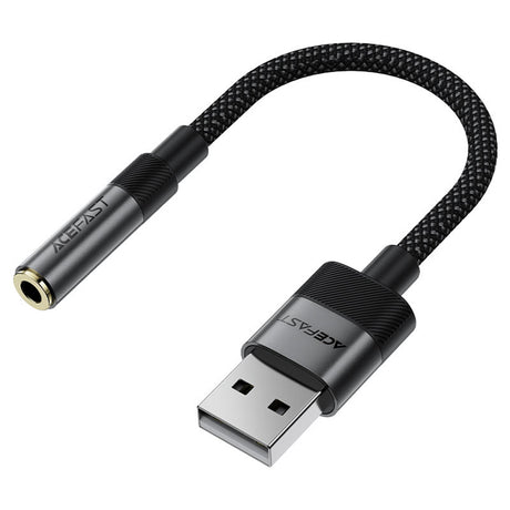 Adaptor Acefast Audio Adapter (J13), USB Male to Jack 3.5mm Female, Plug & Play, High-fidelity Sound, No Delay, 15cm, Negru