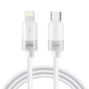 Cablu Lito Liquid Silicone (LD07), Type-C to Lightning, Fast Charging, Anti-freeze, Anti-fire, Alb
