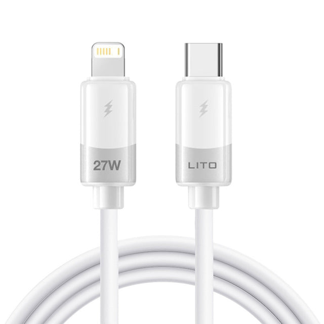 Cablu Lito Liquid Silicone (LD07), Type-C to Lightning, Fast Charging, Anti-freeze, Anti-fire, Alb