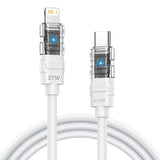 Cablu Lito Mechanical (LD05), Type-C to Lightning, Fast Charging 27W, Transparent Head, LED, Alb