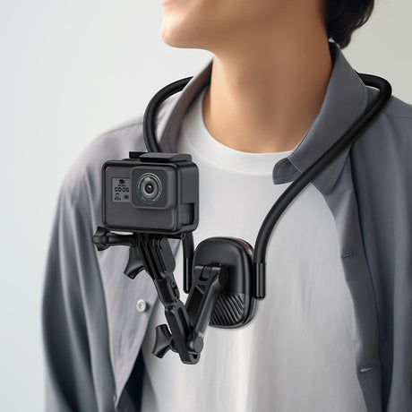 Suport Acefast Neck Phone (E32), Magnetic Grip for GoPro, Phone, 360° Adjustable, Secure Fit, Strong Magnets, Negru