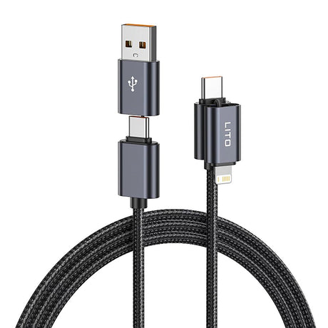 Cablu Lito Magnetic 4in1 (LD21), 5A High Current, 100W Fast Charging, Magnetic Design, Built-in Smart Chip, Negru