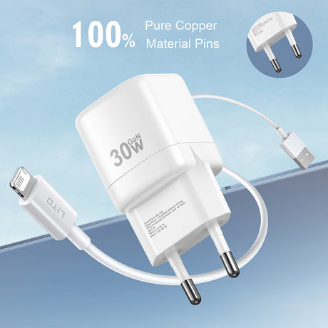 Incarcator Lito (LC11), Type-C Output, PD30W, GaN, Real Time Protection, EU Plug, Negru